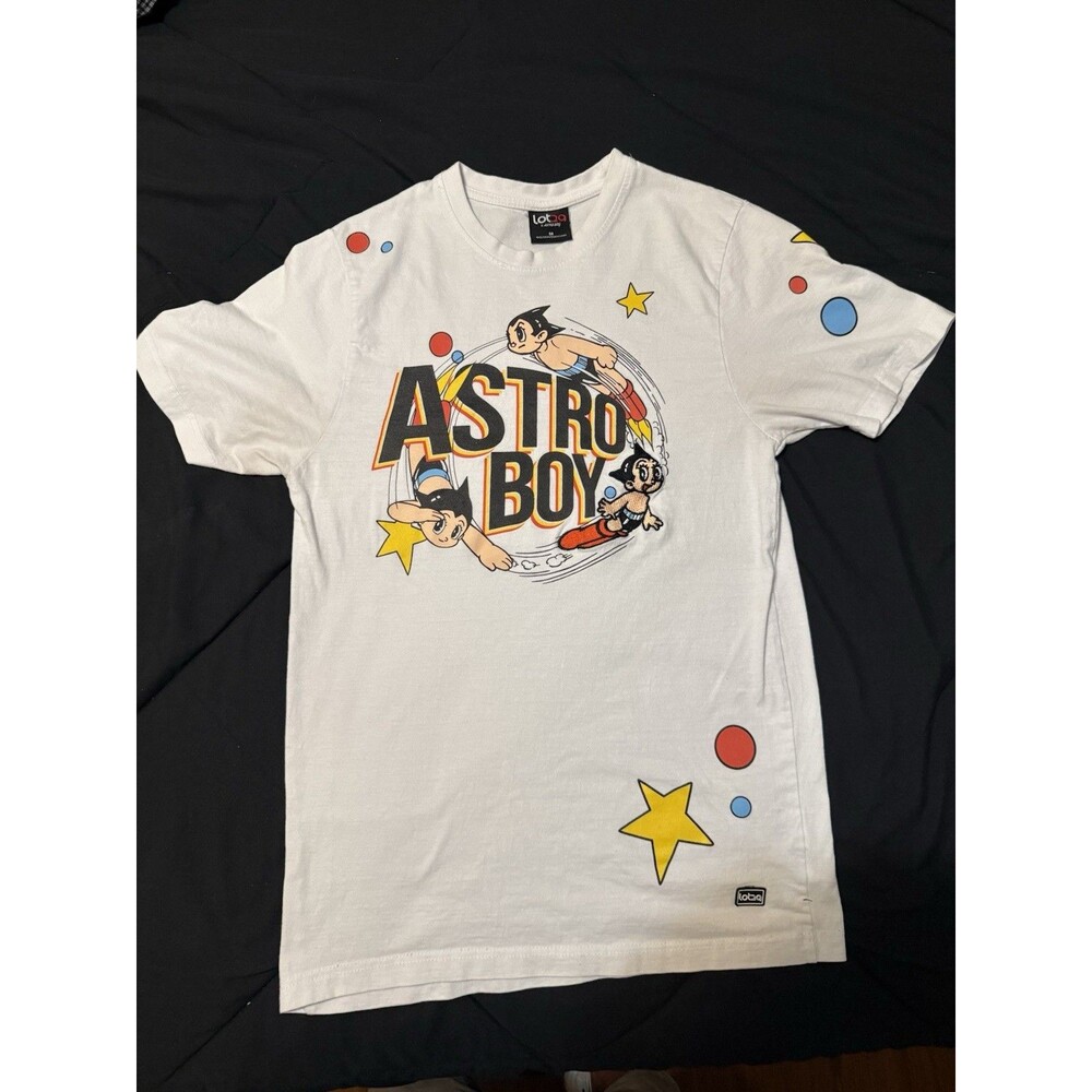 VGT Y2K Astro Boy T-Shirt Large Graphic w Embroidery Lot 29 White Size Medium
